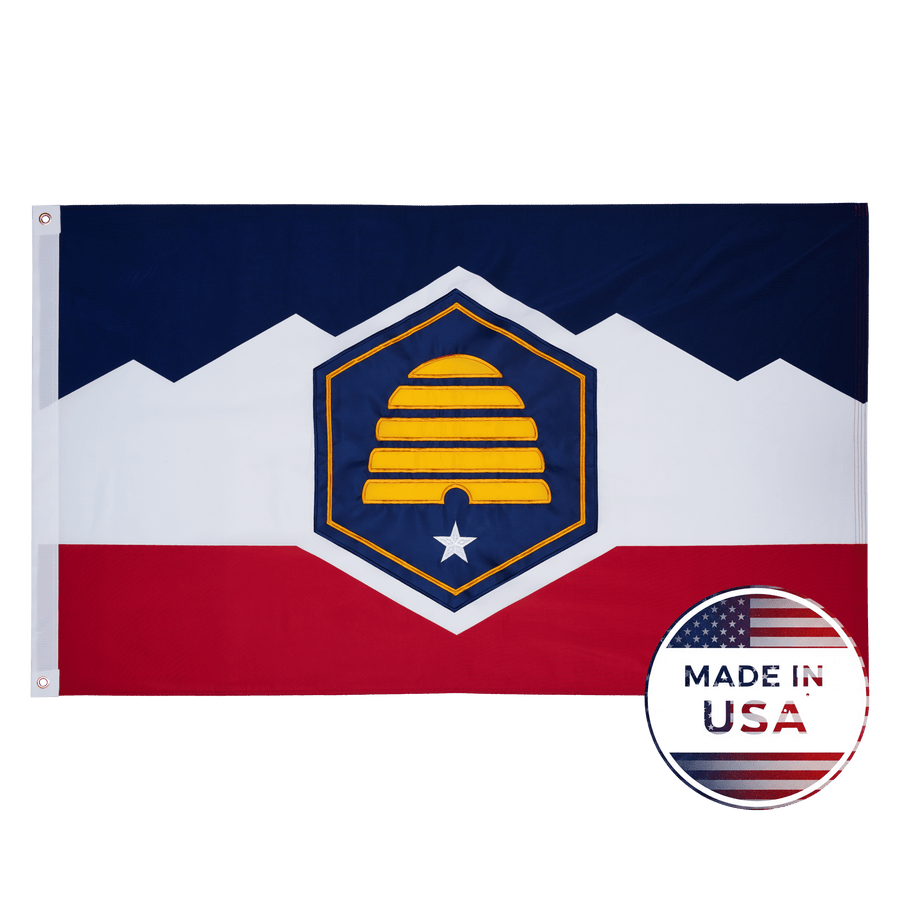 Utah 3x5 current state flag made in USA with embroidered beehive emblem