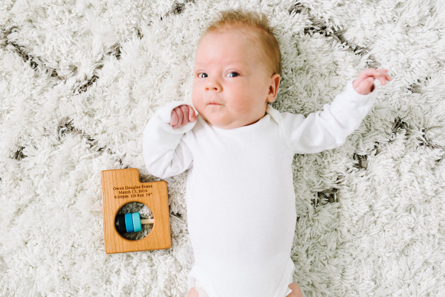Utah cherry wood rattle in a lifestyle setting