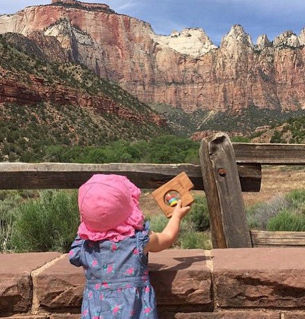 Utah cherry wood rattle in a lifestyle setting
