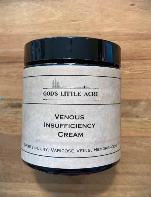 Horse Chestnut & Tallow Cream in its amber glass jar with supplier branding