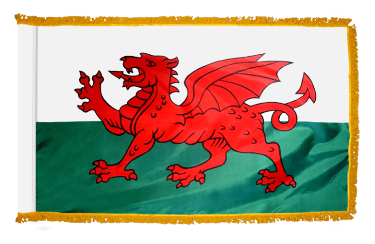 Wales nylon flag product image with Y Ddraig Goch red dragon design