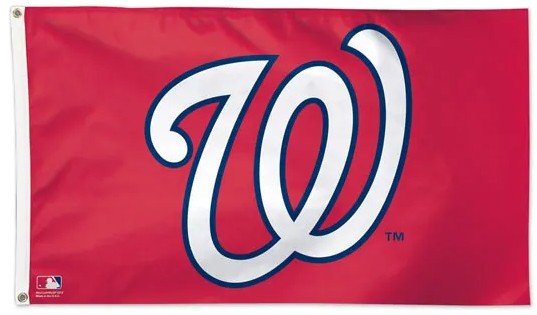 Washington Nationals 3x5 MLB flag with deluxe red background