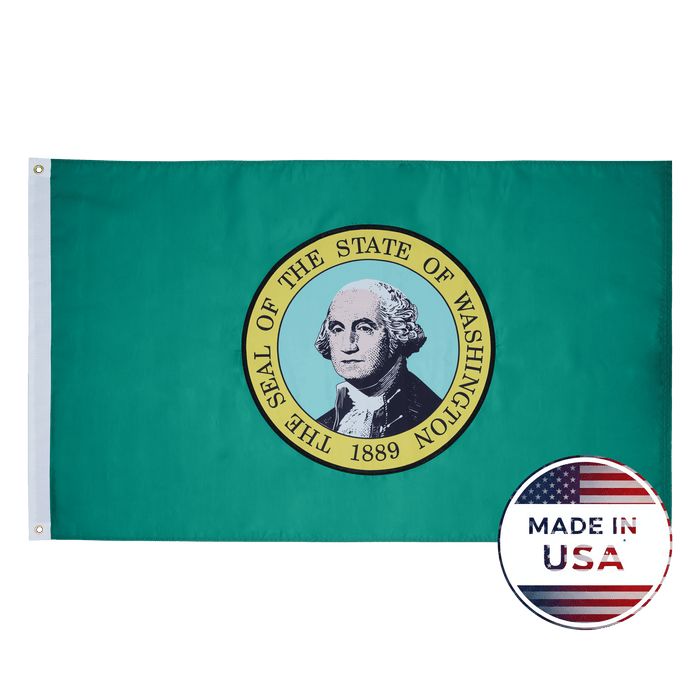 Washington 3x5 state flag made in USA with embroidered George Washington seal