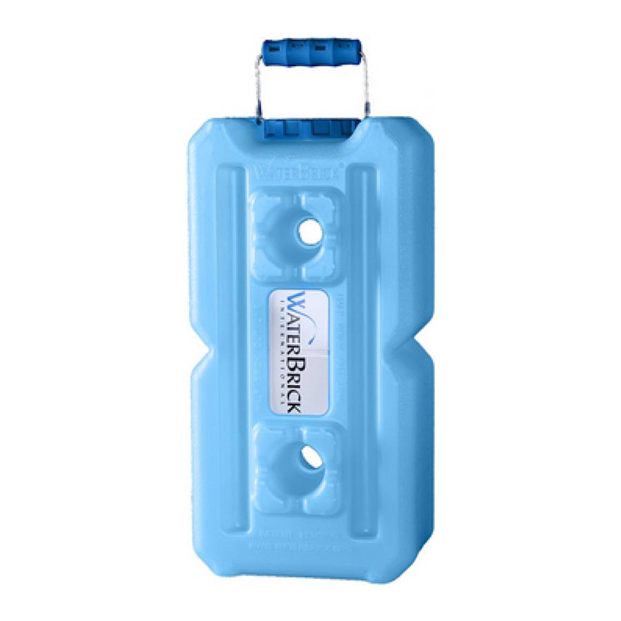 Blue WaterBrick container with carrying handle and screw cap