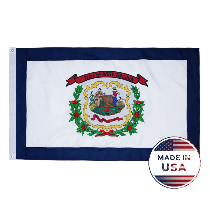 West Virginia 3x5 state flag made in USA with embroidered coat of arms