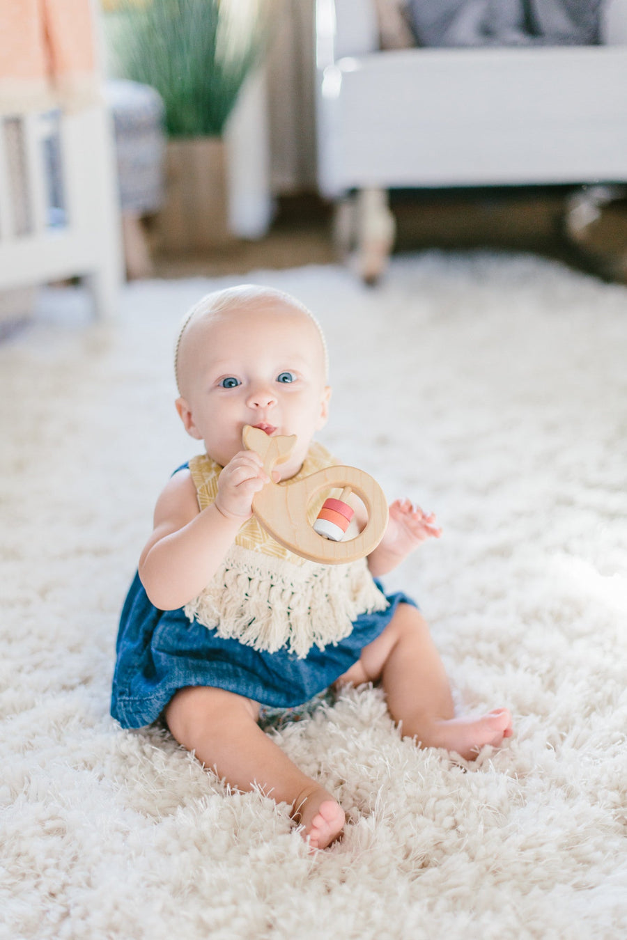 Whale Wooden Baby Rattle: Maple Wood