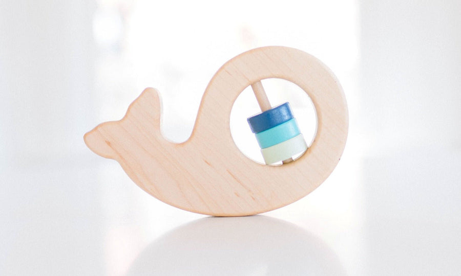Whale Wooden Baby Rattle: Maple Wood