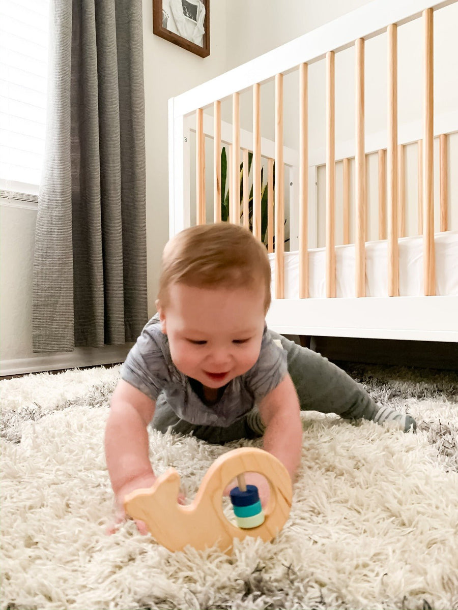 Whale Wooden Baby Rattle: Maple Wood