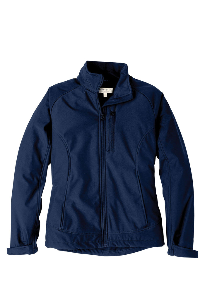 Women’s Equinox Softshell Jacket: navy, front view.