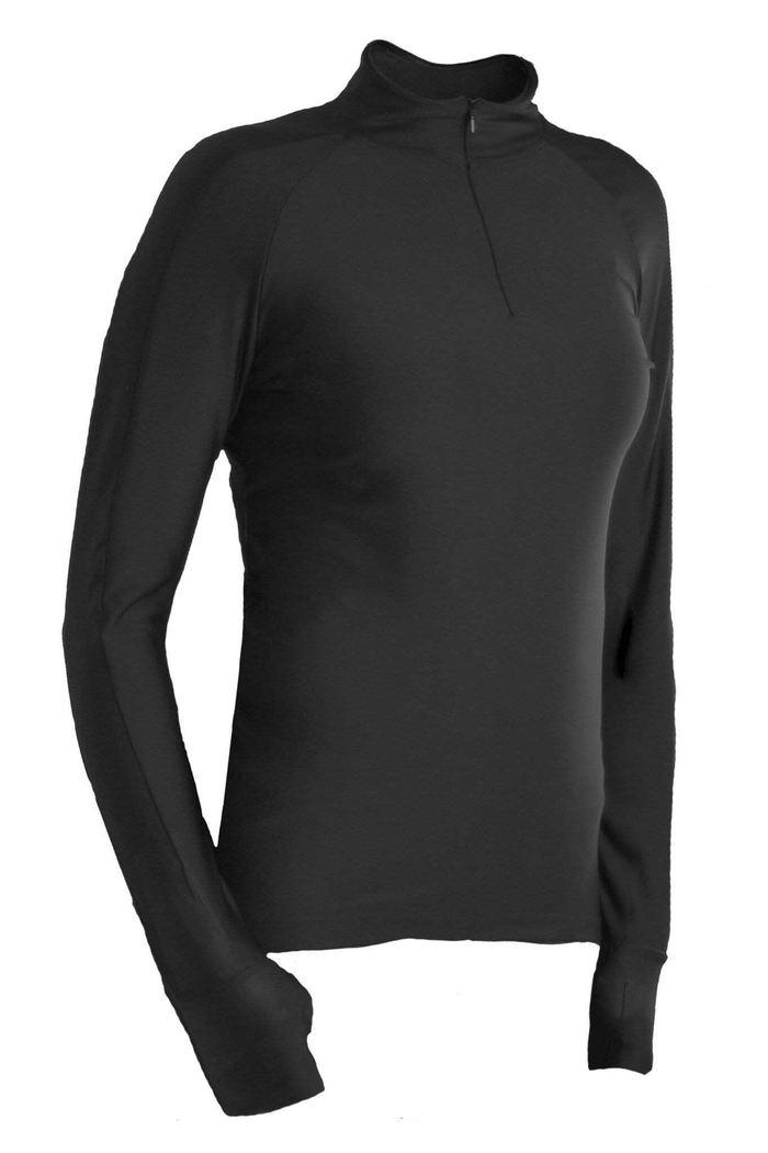 Women’s Quarter-Zip Compression Top: black quarter-zip top, front view.
