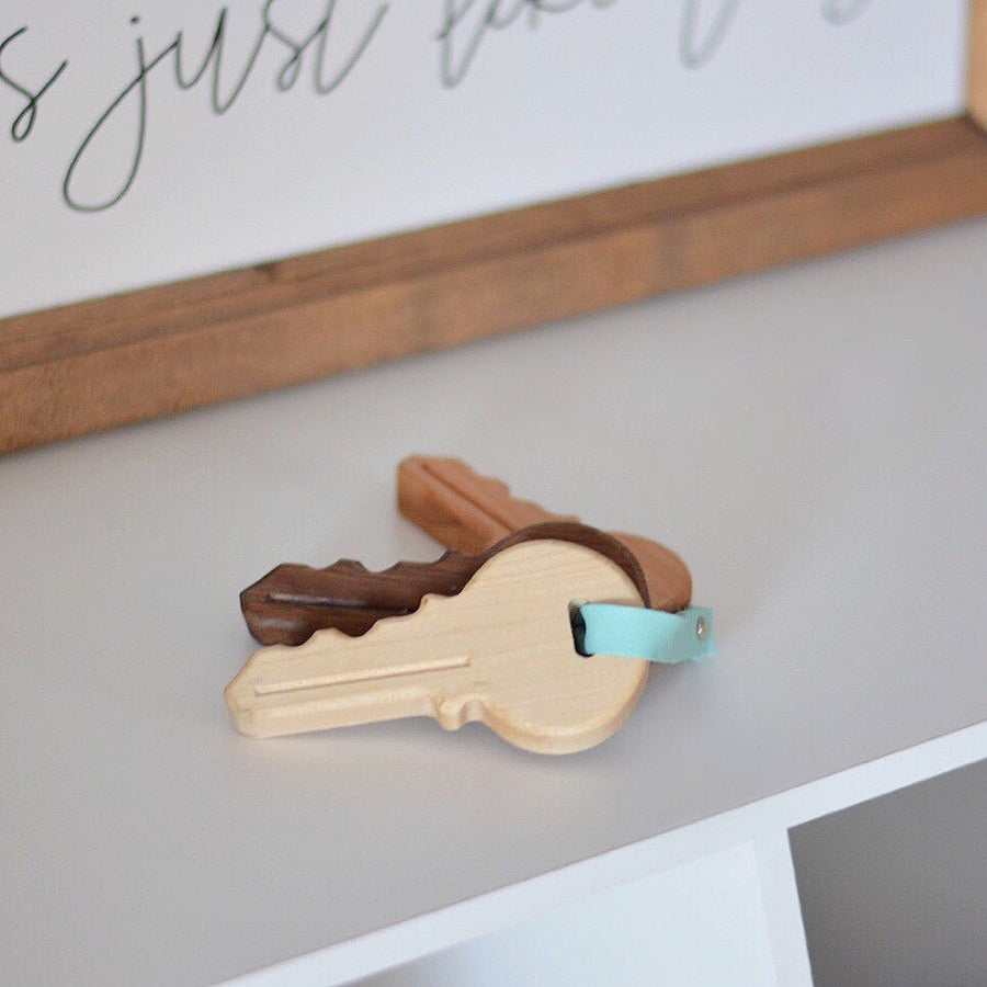 Wooden Toy Keys: Maple, Cherry & Walnut, Set of 3