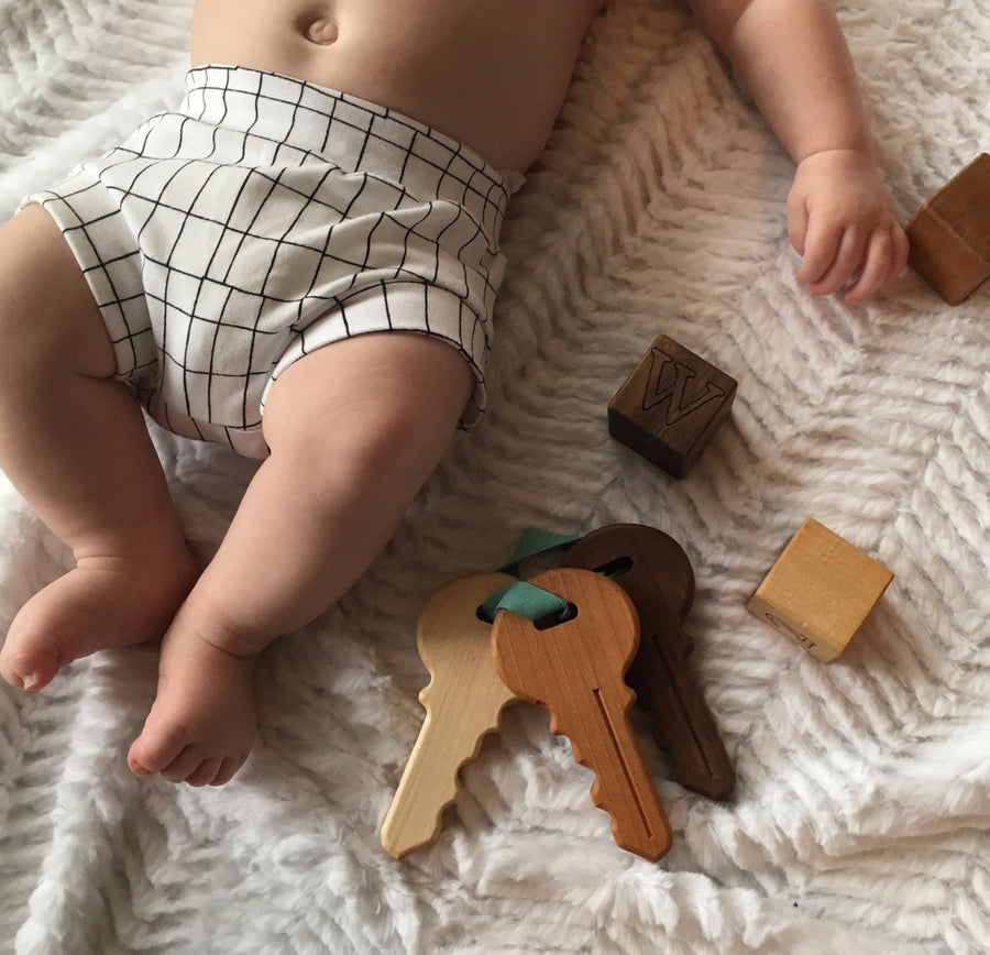 Wooden Toy Keys: Maple, Cherry & Walnut, Set of 3
