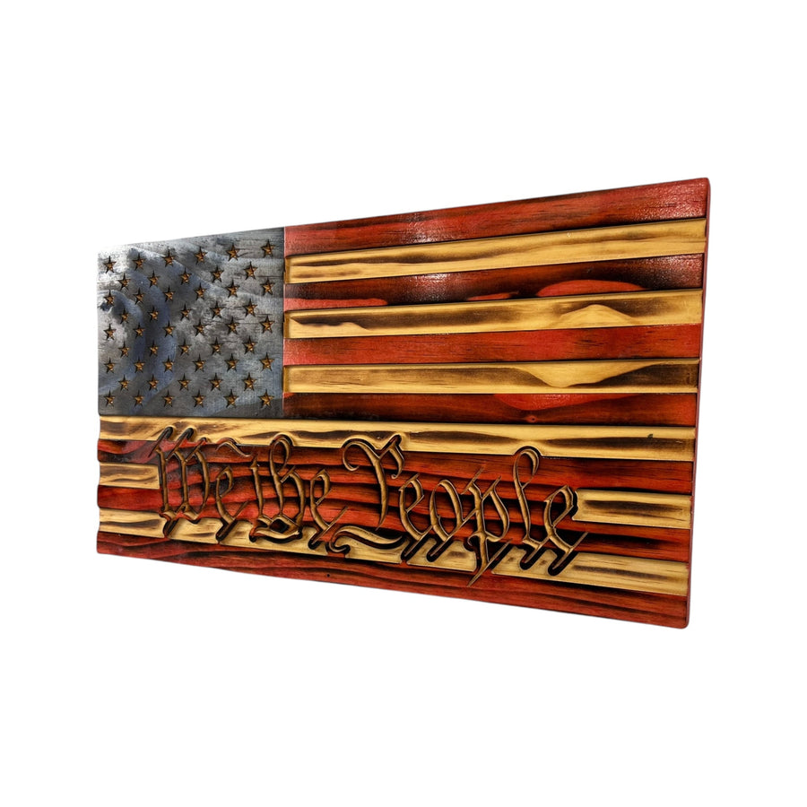 We the People wooden American flag wall art made in USA