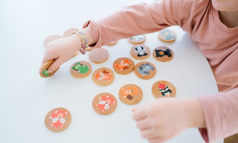 Woodland Animal Matching Game: 24 Wooden Tiles