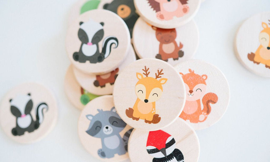 Woodland Animal Matching Game: 24 Wooden Tiles