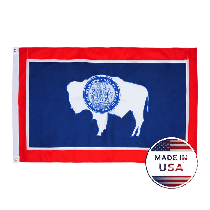 Wyoming 3x5 state flag made in USA with embroidered bison and state seal