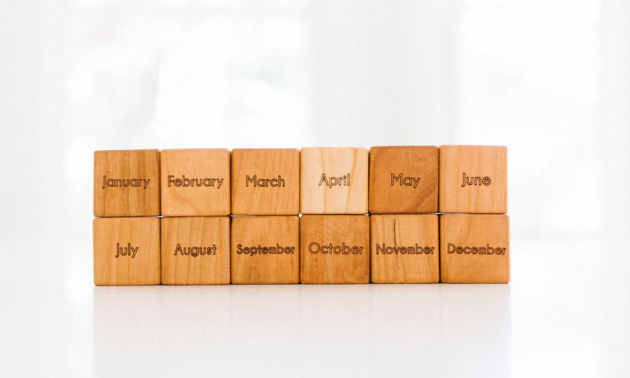 Wooden Calendar Blocks: 12 Maple Month Blocks