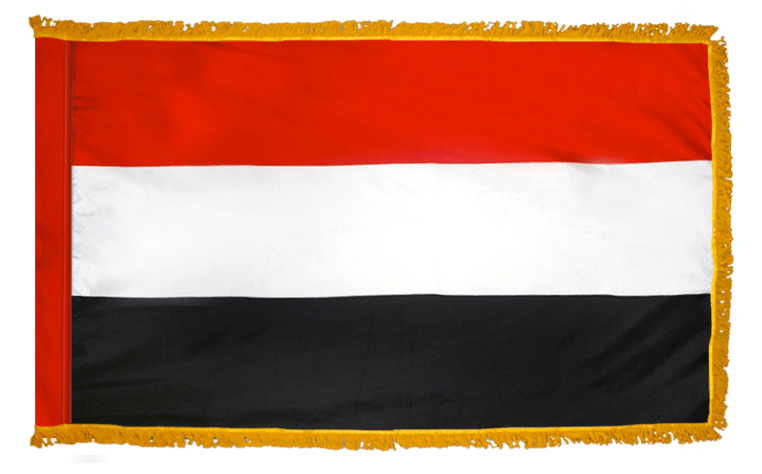 Yemen nylon flag product image with equal red white and black horizontal bands